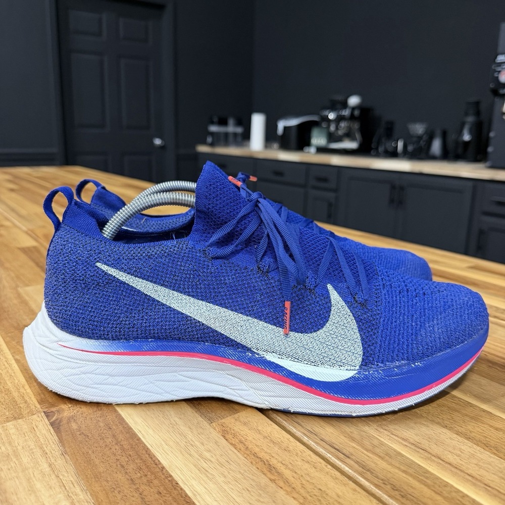 Nike Vaporfly 4% Flyknit Mens 12 Blue AJ3857-400 Running Shoes Racing Sneaker